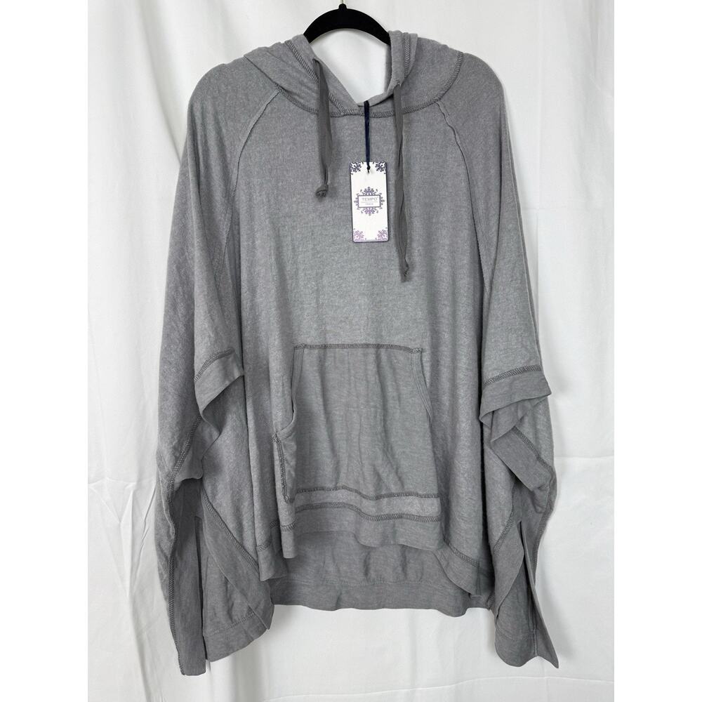 Tempo Paris Womens Gray Oversized Hooded Top Made in Italy One Size